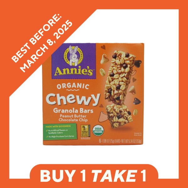 [B1T1] Annie's Organic Chewy Granola Bars - Peanut Butter Chocolate Chip (151g) - Organics.ph