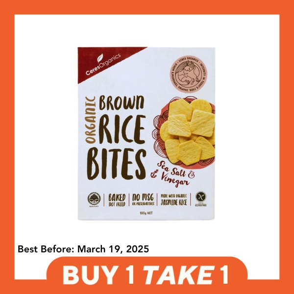 [B1T1] Ceres Organics Brown Rice Bites - Sea Salt & Vinegar (100g) - Organics.ph