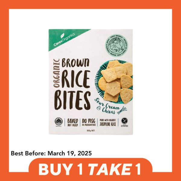 [B1T1] Ceres Organics Brown Rice Bites - Sour Cream & Chives (100g) - Organics.ph