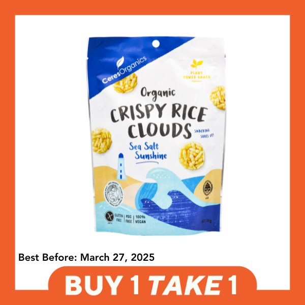 [B1T1] Ceres Organics Crispy Rice Clouds (Sea Salt Sunshine) (50g) - Organics.ph