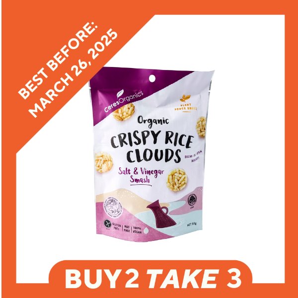 [B2T3] Ceres Organics Crispy Rice Clouds - Salt & Vinegar Smash (50g) - Organics.ph