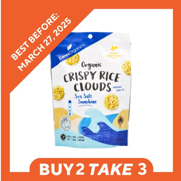 [B2T3] Ceres Organics Crispy Rice Clouds (Sea Salt Sunshine) (50g) - Organics.ph