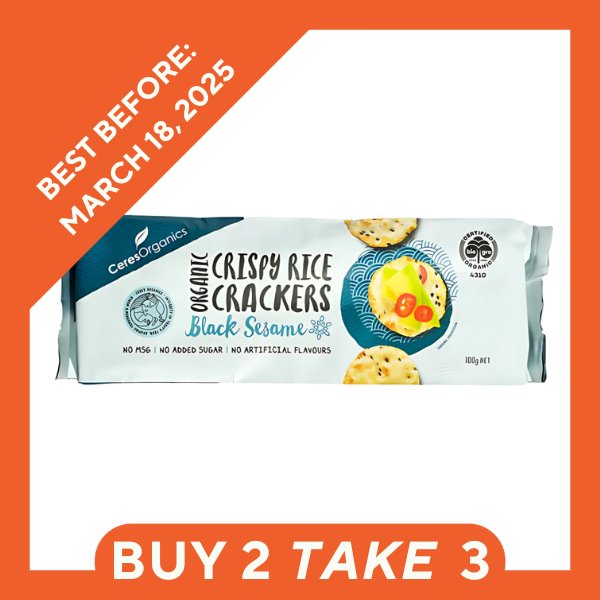 [B2T3] Ceres Organics Crispy Rice Crackers - Black Sesame (100g) - Organics.ph