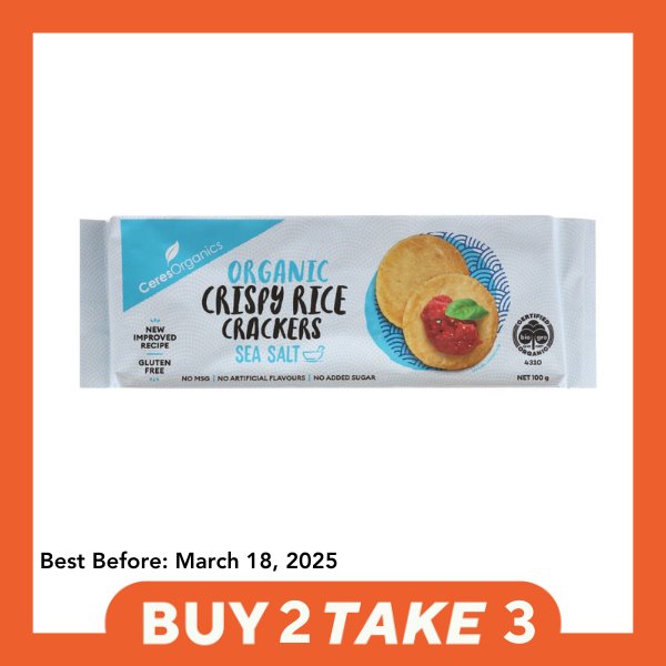 [B2T3] Ceres Organics Crispy Rice Crackers - Sea Salt (100g) - Organics.ph