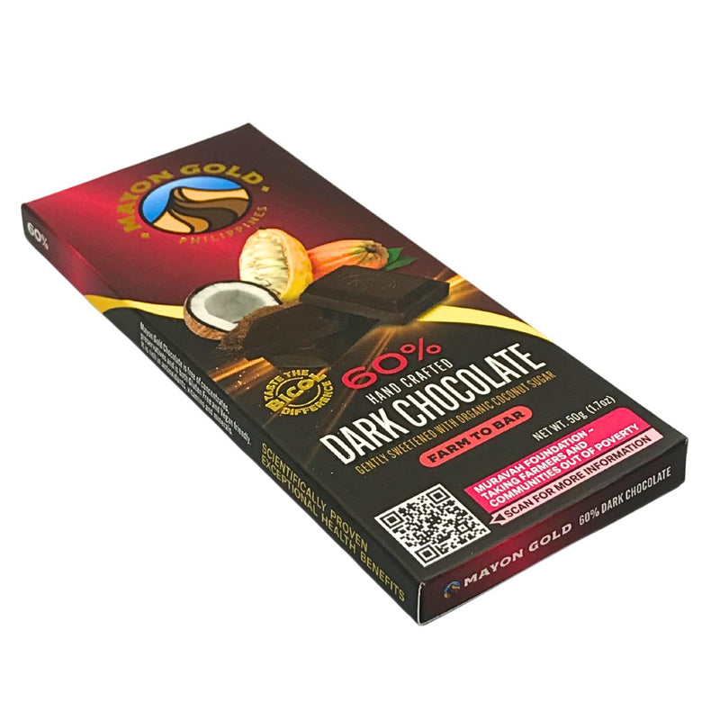 Mayon Gold Dark Chocolate - 60% (50g) - Organics.ph