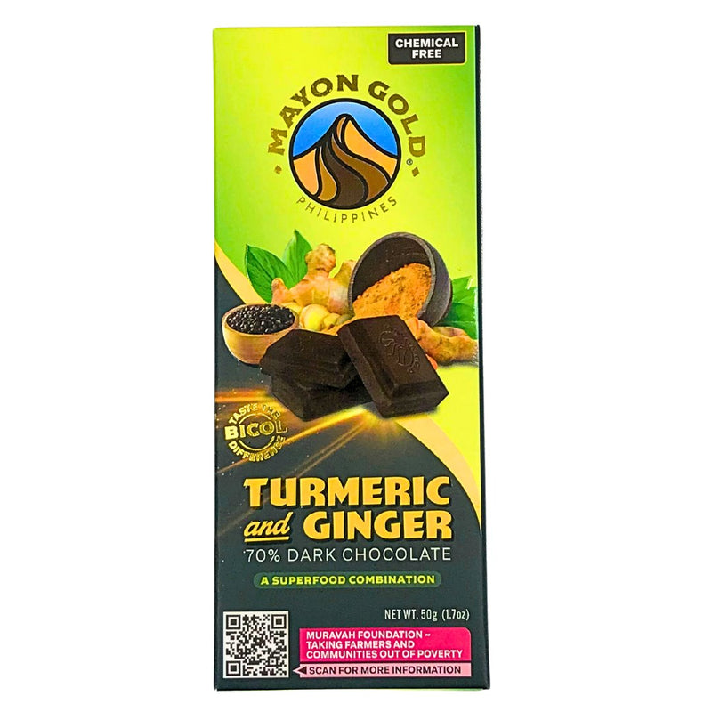 Mayon Gold Dark Chocolate - 70% Turmeric and Ginger (50g) - Organics.ph