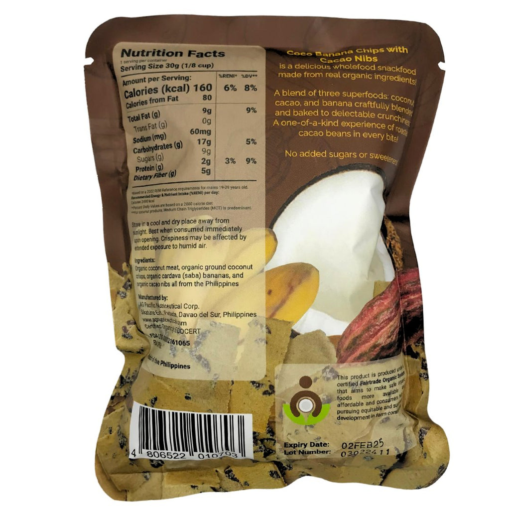 Organic Coco Banana Chips With Cacao Nibs (30g) - Organics.ph