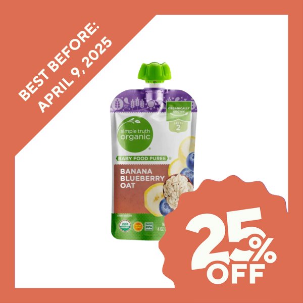 Simple Truth Organic Baby Food Puree Level 2 - Banana Blueberry Oat (113g) - Organics.ph