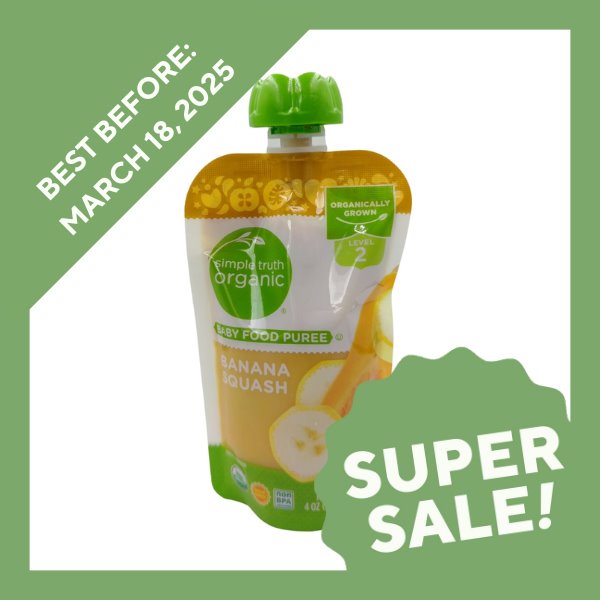 Simple Truth Organic Baby Food Puree Level 2 - Banana Squash (113g) - Organics.ph