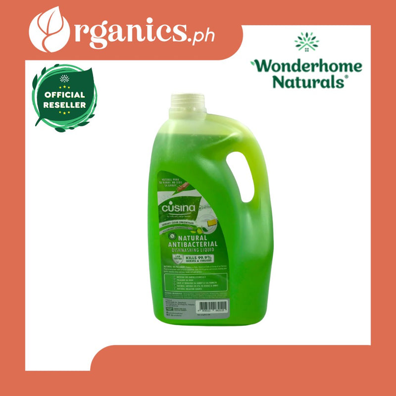 Wonderhome Cusina Natural Anti-Bacterial Dishwashing Liquid - Kalamansi Lemongrass (1 Gallon ) - Organics.ph