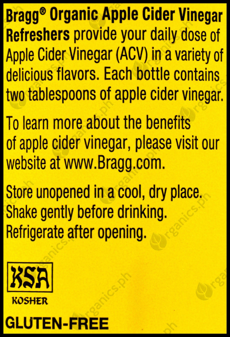 Bragg Organic Apple Cider Vinegar Refreshers Prebiotic - Ginger Lemon Honey (473ml) - Organics.ph