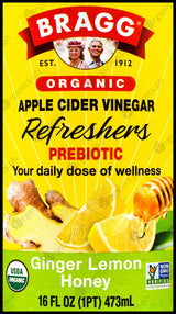 Bragg Organic Apple Cider Vinegar Refreshers Prebiotic - Ginger Lemon Honey (473ml) - Organics.ph