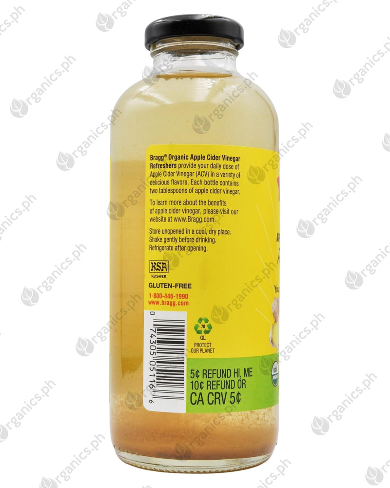 Bragg Organic Apple Cider Vinegar Refreshers Prebiotic - Ginger Lemon Honey (473ml) - Organics.ph