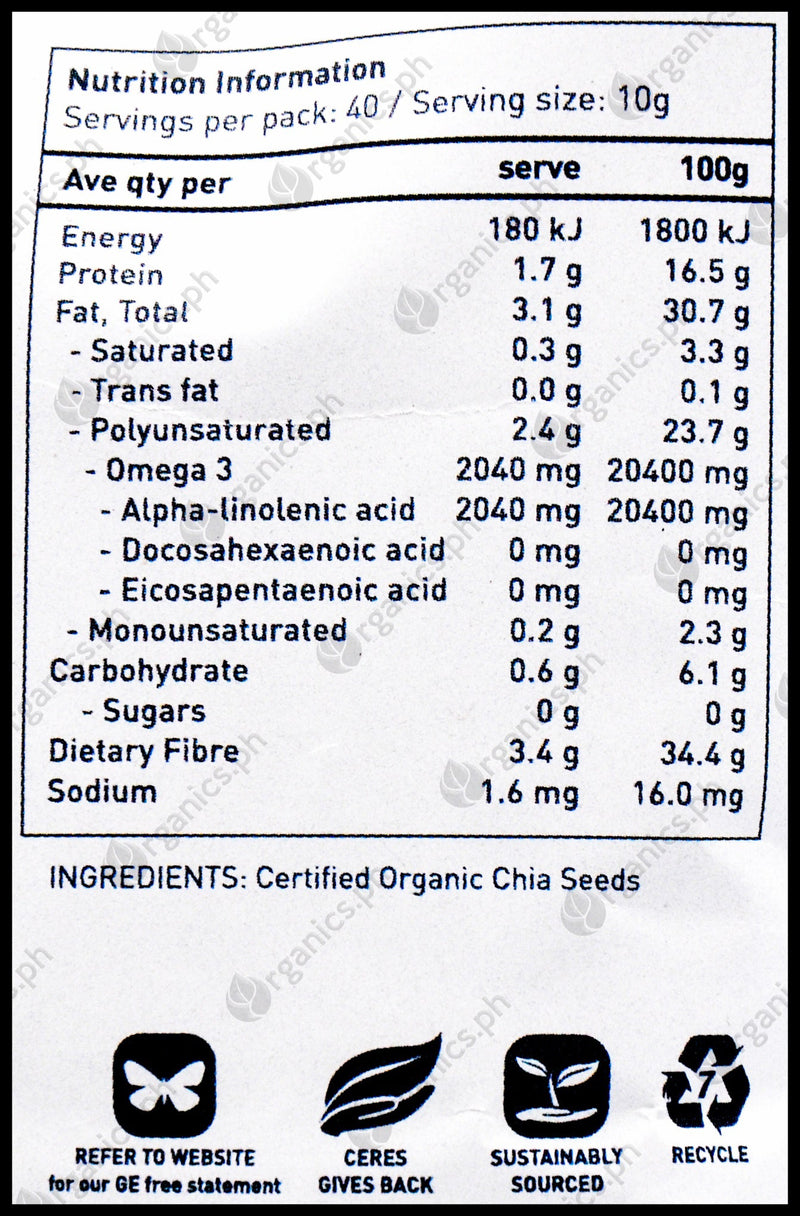 Ceres Organics Chia Seeds Black (400g) - Organics.ph