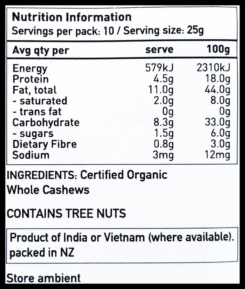 Ceres Organics Whole Cashews (250g) - Organics.ph