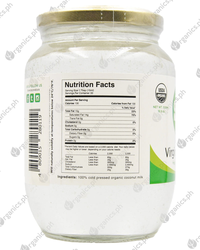 Coco Natura Organic Virgin Coconut Oil - Wide Mouth Jar (500ml) - Organics.ph