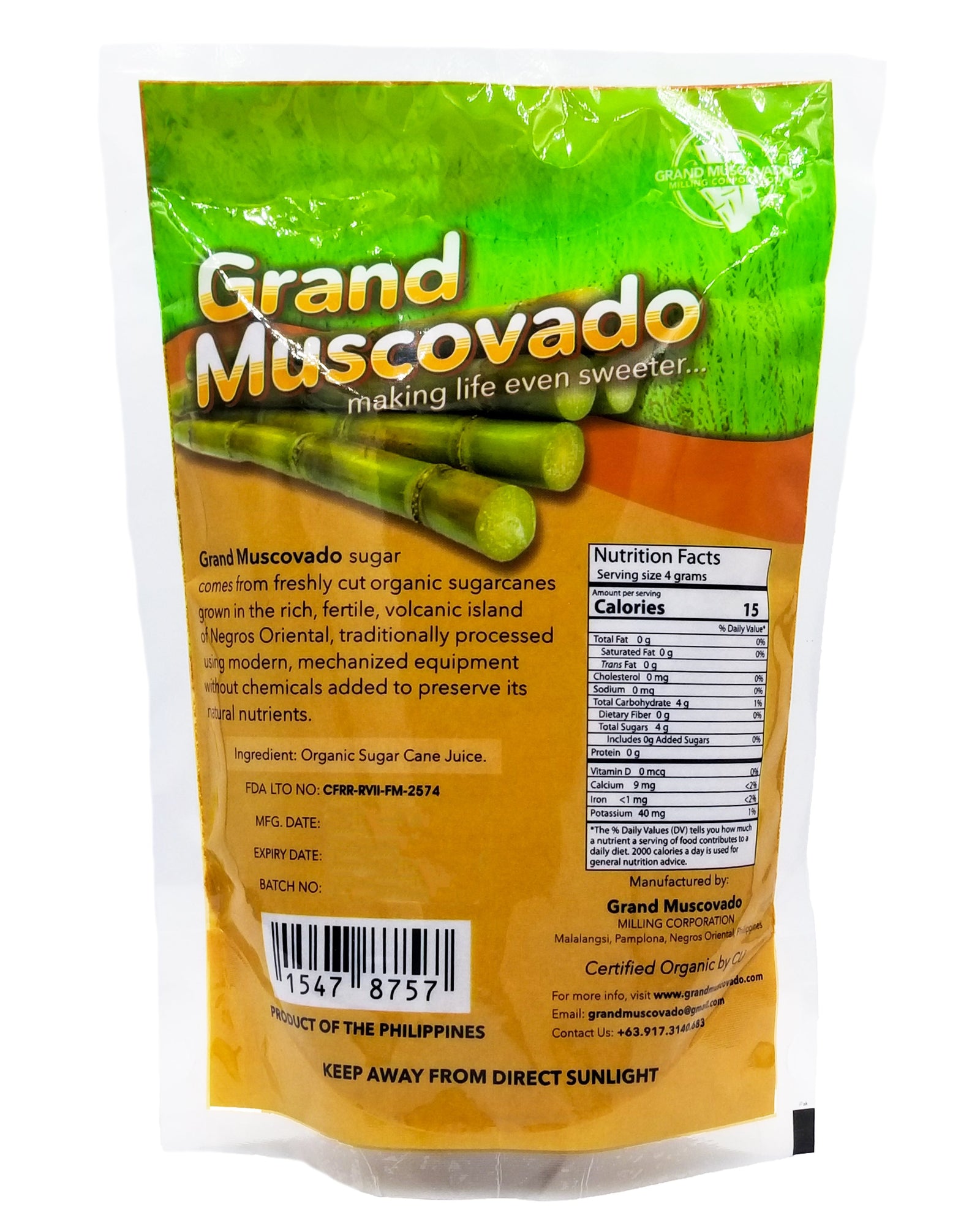 Grand Muscovado Organic Muscovado Sugar 20g   Organics.ph