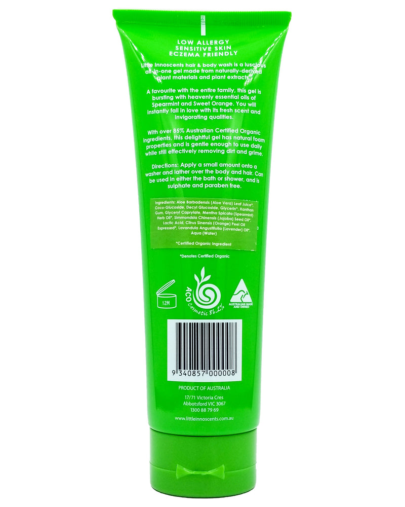 Little Innoscents Organic Baby Hair & Body Wash - Heavenly Spearmint & Sweet Orange (250ml) - Organics.ph