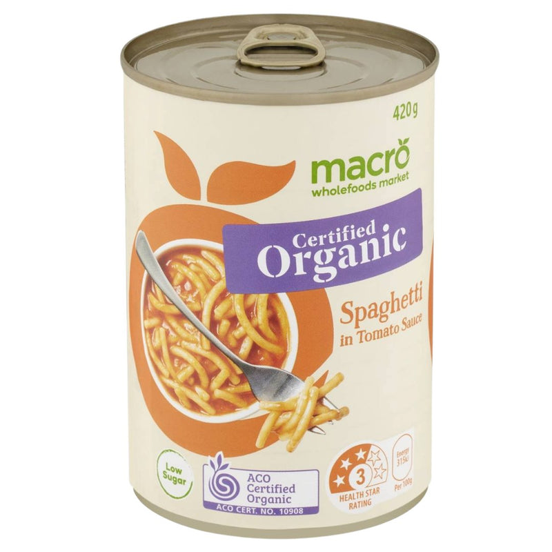 Macro Organic Spaghetti In Tomato Sauce (420g) - Organics.ph
