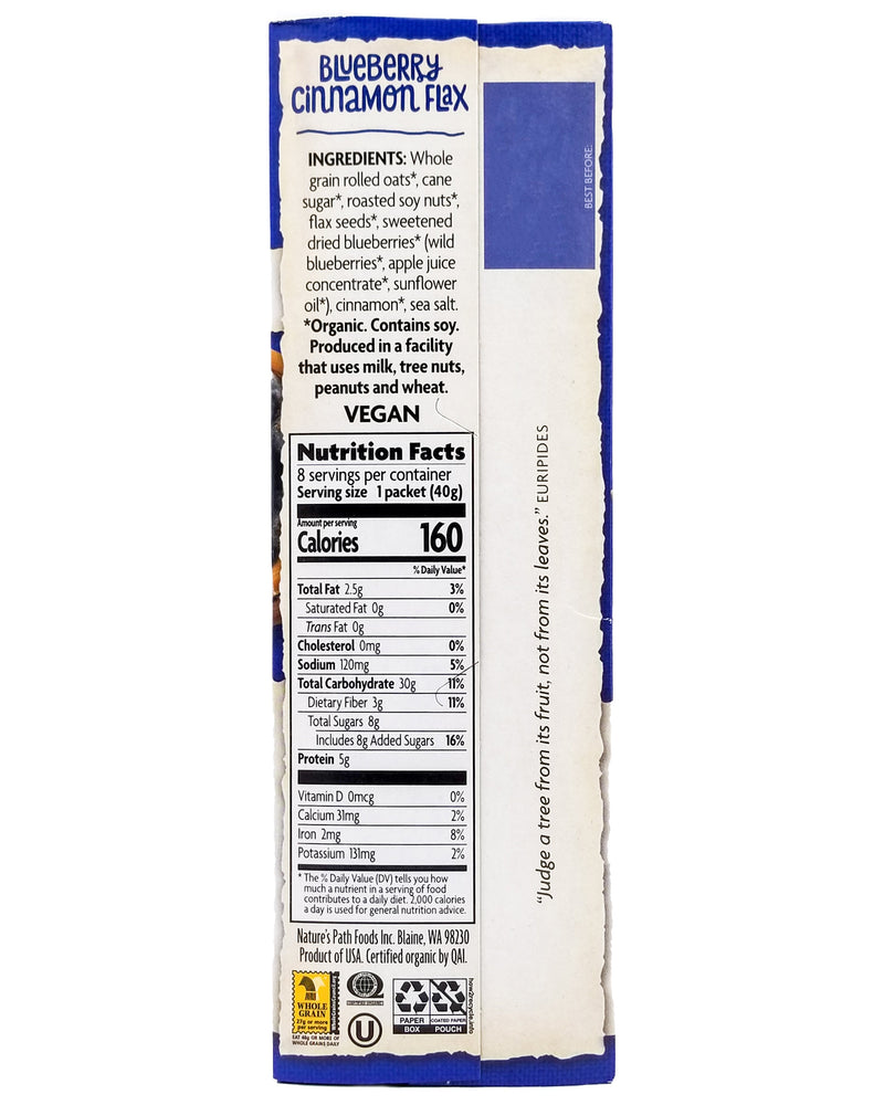 Nature's Path Organic Instant Oatmeal - Blueberry Cinnamon Flaxseed (320g) - Organics.ph