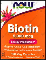 Now Biotin 5000 mcg (120 caps) - Organics.ph