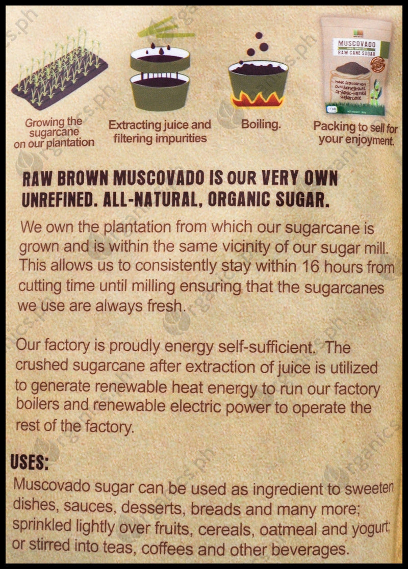 Raw Brown Organic Muscovado Sugar (1kg) - Organics.ph