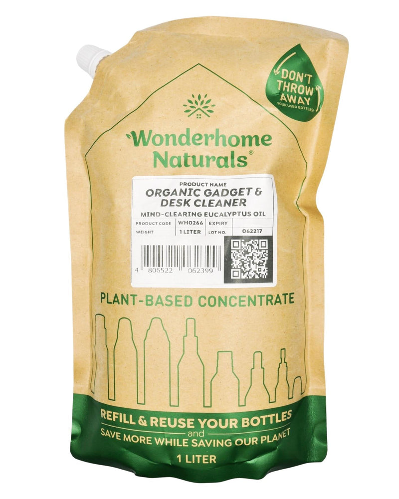 Wonderhome Naturals Gadget & Desk Cleaner - Organic Eucalyptus Oil - Refill Pack (1 Liter) - Organics.ph